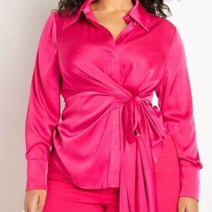 Eloquii Satin Tie Top
